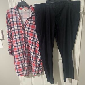 Black Women's dark wash jeans nwt 3x plaid 3x stretchy top